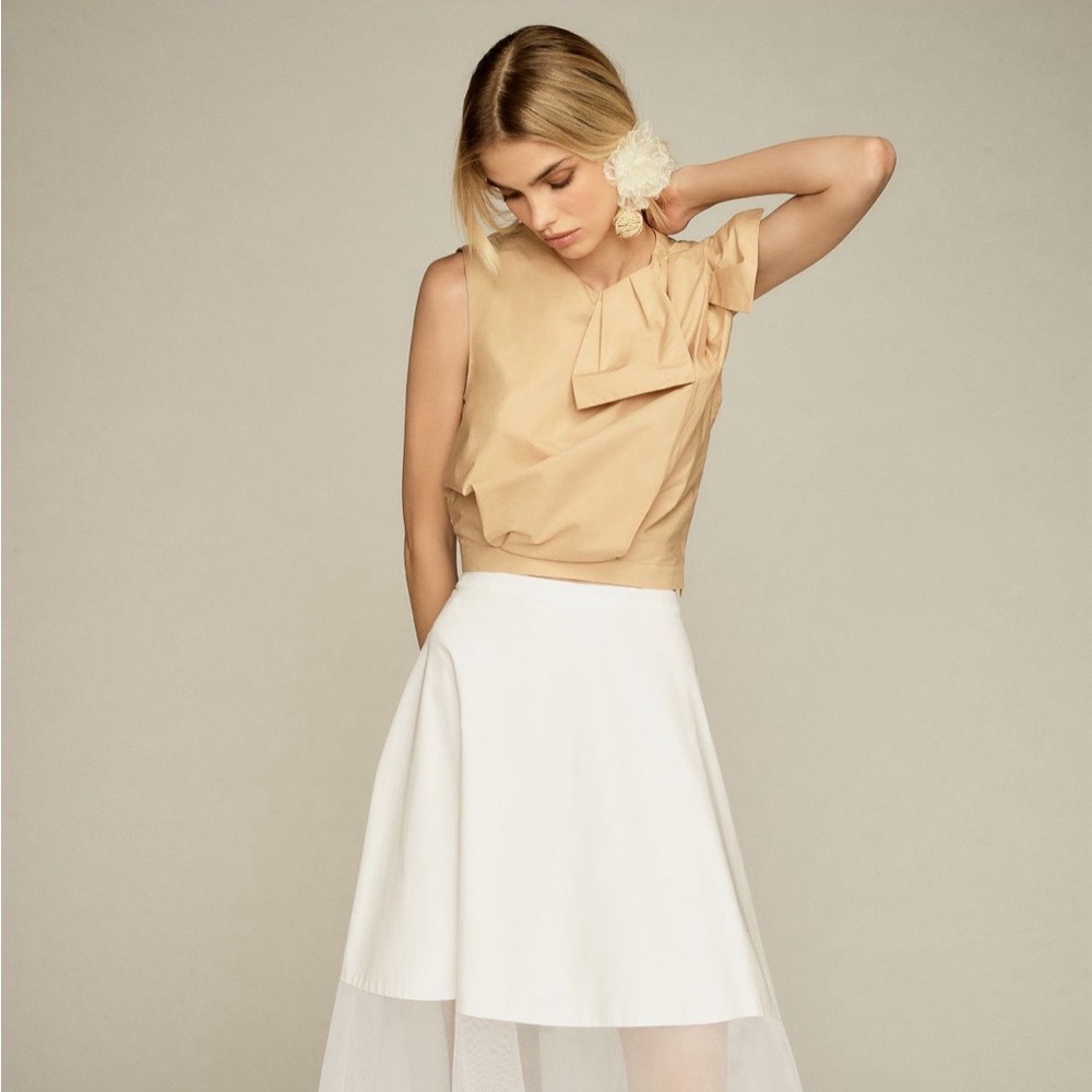 Anthropologie MAEVE POPLIN BOW CROP TOP- size 4